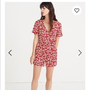Madewell wrap front romper in mini-daisy